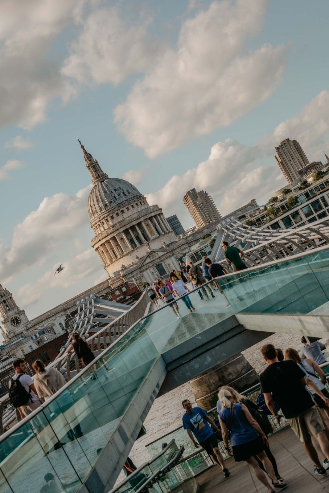 St Pauls and Millennium Bridge with people on it